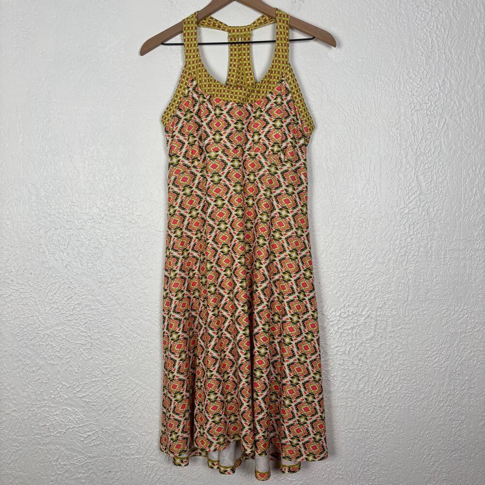 prAna Women's Printed Cali Racerback Sleeveless Dress Safari Guava Size XL